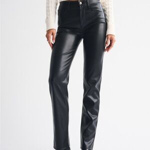 Abercrombie & Fitch Women’s Vegan Straight Ultra High Rise Black Leather Pants